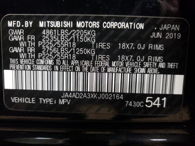 Photo 10 from auction – 2019 MITSUBISHI OUTLANDER with VIN JA4AD2A3XKJ002164