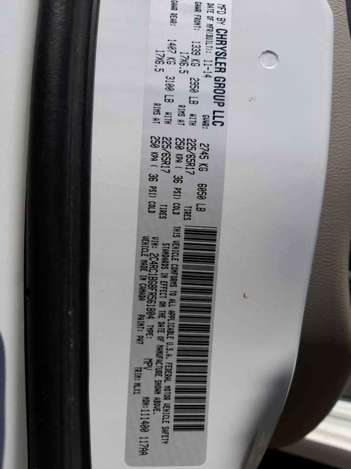 Photo 10 from auction – 2015 CHRYSLER TOWN & COU with VIN 2C4RC1BG8FR561804