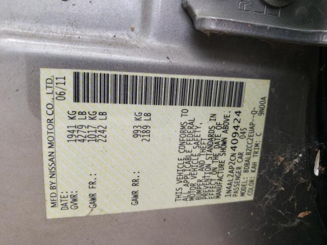 Photo 10 from auction – 2012 NISSAN ALTIMA BAS with VIN 1N4AL2AP2CN409424