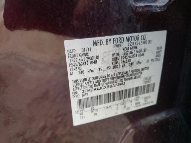 Photo 10 from auction – 2011 FORD EDGE SEL with VIN 2FMDK4JCXBBA73983
