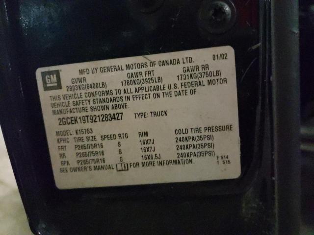 Photo 10 from auction – 2002 CHEVROLET SILVERADO with VIN 2GCEK19T921283427