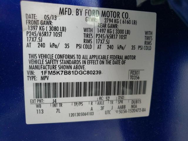 Photo 10 from auction – 2013 FORD EXPLORER with VIN 1FM5K7B81DGC80239