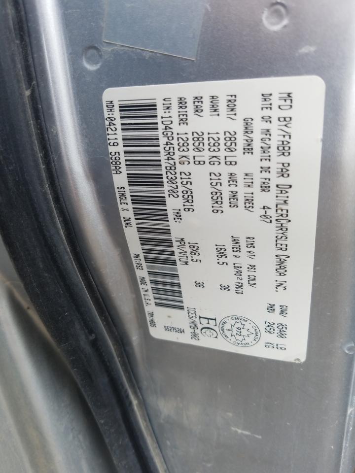Фото 10 с аукциона – 2007 DODGE CARAVAN SX с VIN 1D4GP45R47B230702
