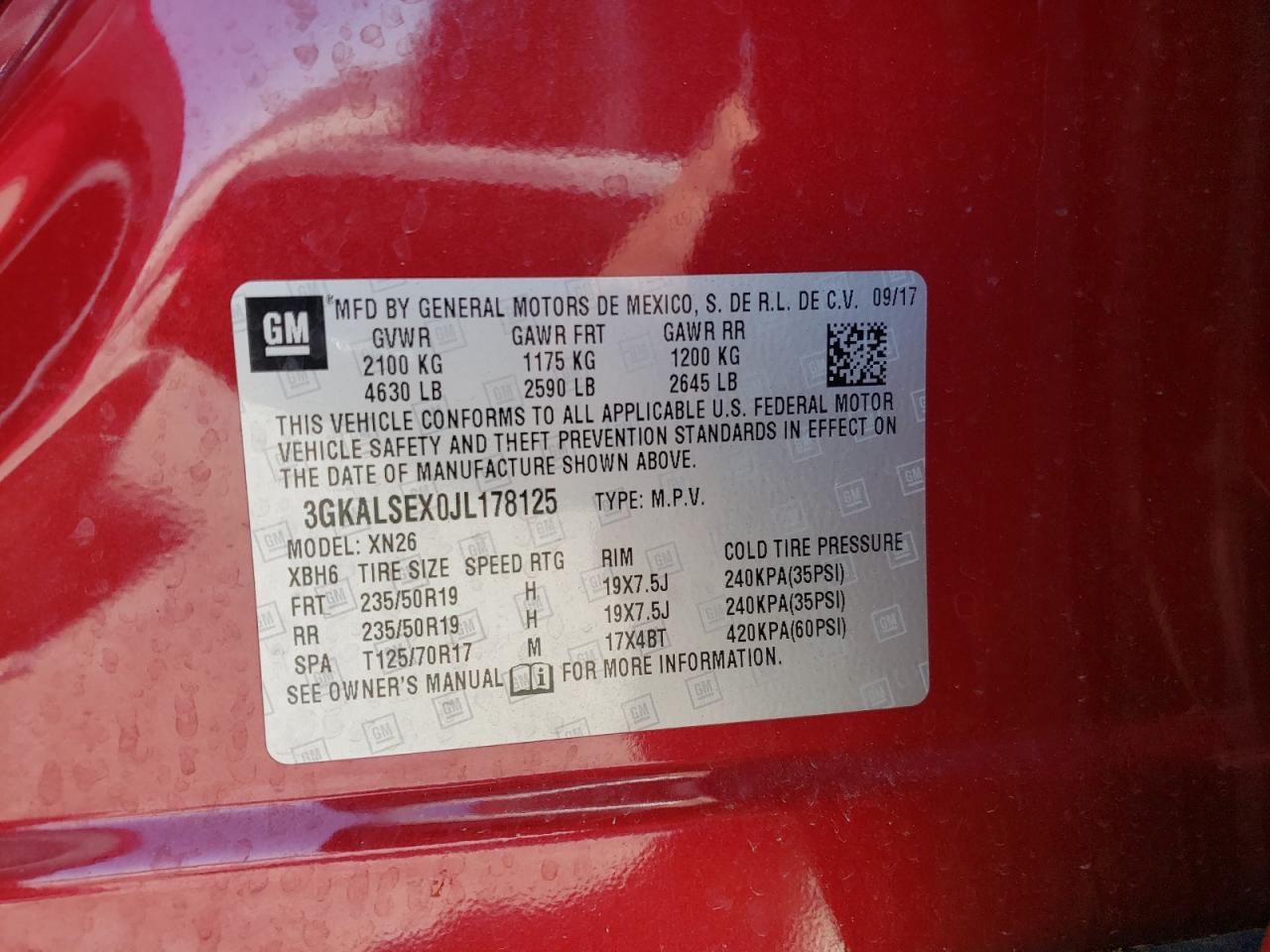 Photo 11 from auction – 2018 GMC TERRAIN DE with VIN 3GKALSEX0JL178125