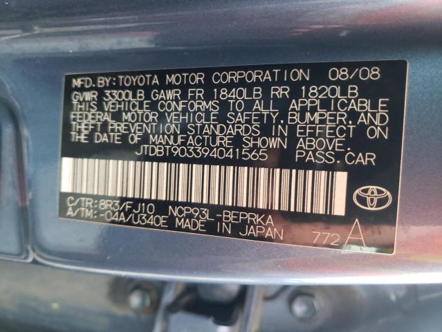 TOYOTA YARIS 2009 with VIN JTDBT903394041565 - Photo from auction