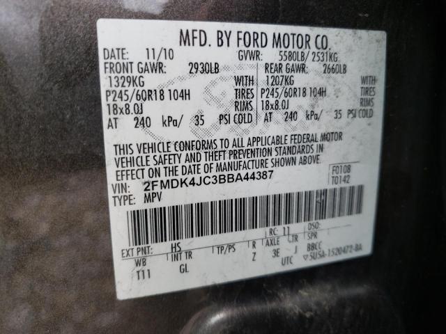 Photo 10 from auction – 2011 FORD EDGE SEL with VIN 2FMDK4JC3BBA44387