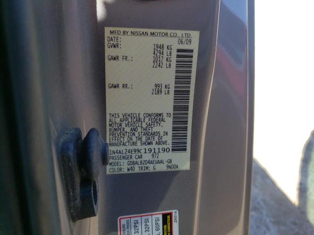 Photo 10 from auction – 2009 NISSAN ALTIMA 2.5 with VIN 1N4AL24E99C191190
