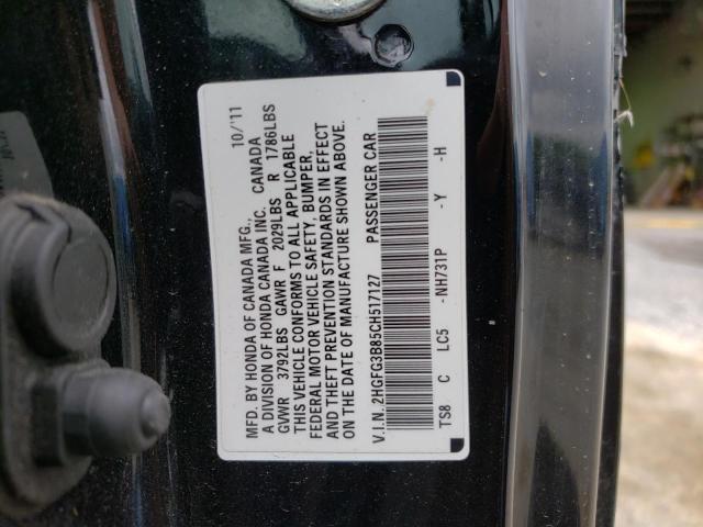 Photo 10 from auction – 2012 HONDA CIVIC EX with VIN 2HGFG3B85CH517127
