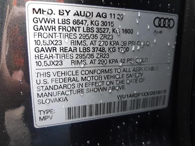Photo 10 from auction – 2021 AUDI RS Q8 with VIN WU1ARBF1XMD016925