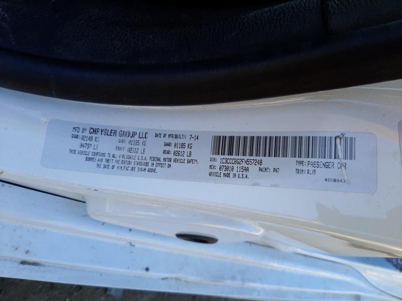 Photo 10 from auction – 2015 CHRYSLER 200 S with VIN 1C3CCCBG2FN557248