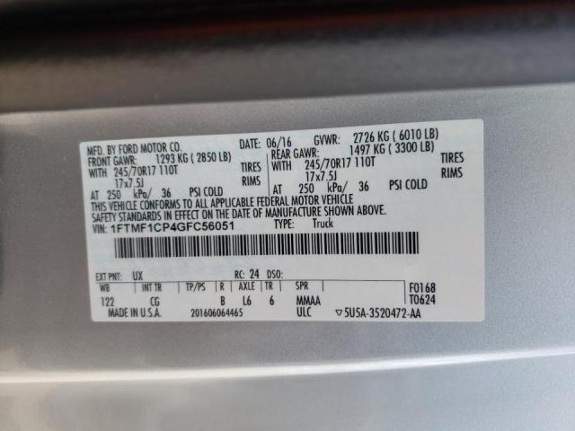 Photo 10 from auction – 2016 FORD F150 with VIN 1FTMF1CP4GFC56051