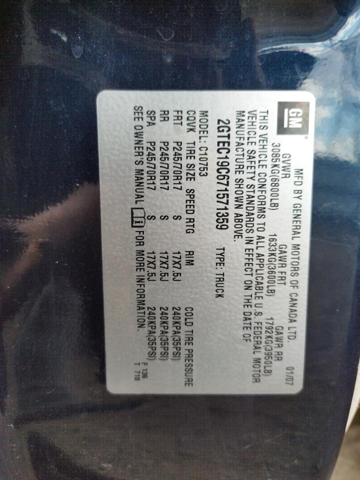 Photo 10 from auction – 2007 GMC NEW SIERRA with VIN 2GTEC19C671571359