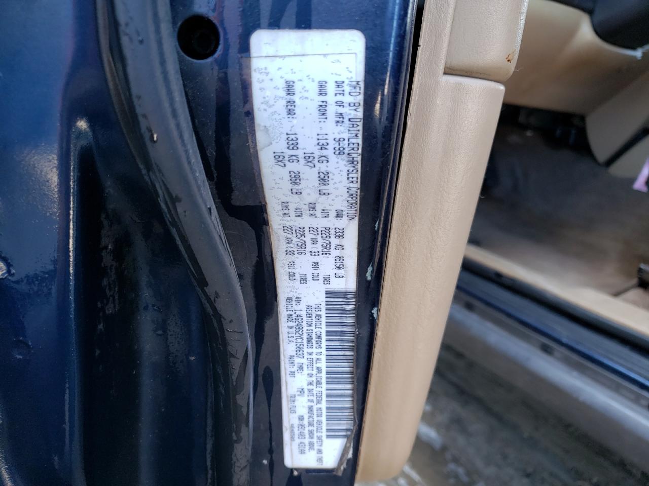 Photo 10 from auction – 2000 JEEP GRAND CHER with VIN 1J4G248S2YC150637