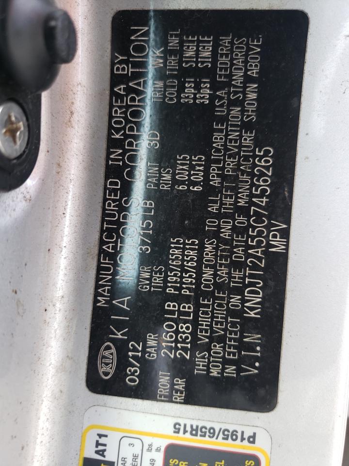 Photo 10 from auction – 2012 KIA SOUL with VIN KNDJT2A55C7456265