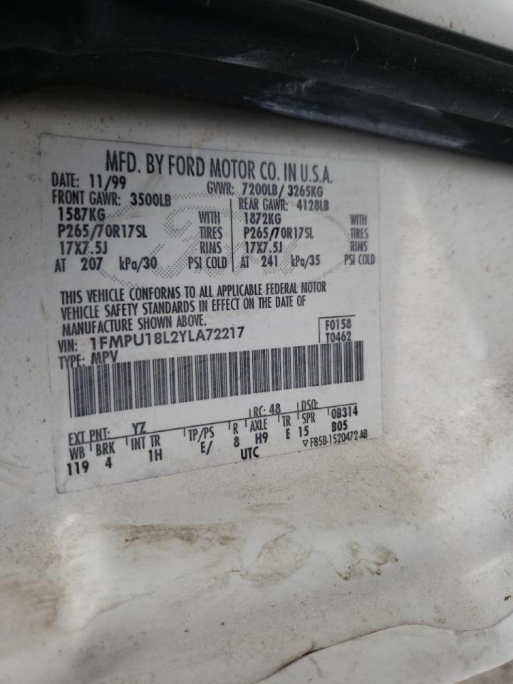 Photo 10 from auction – 2000 FORD EXPEDITION with VIN 1FMPU18L2YLA72217