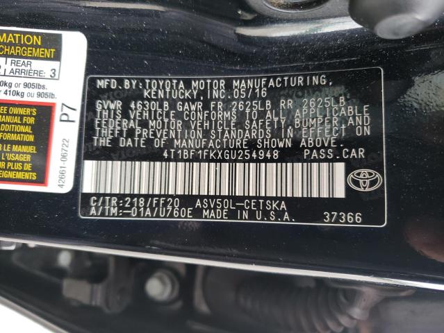 Photo 10 from auction – 2016 TOYOTA CAMRY LE with VIN 4T1BF1FKXGU254948