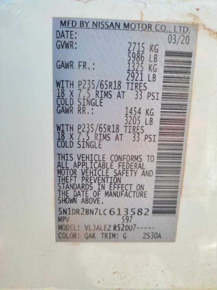 Photo 10 from auction – 2020 NISSAN PATHFINDER with VIN 5N1DR2BN7LC613582