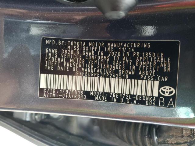 Photo 10 from auction – 2015 TOYOTA COROLLA L with VIN 5YFBURHE3FP242510
