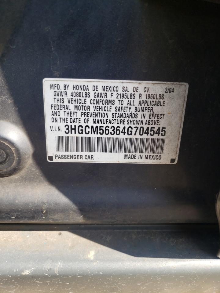 Photo 10 from auction – 2004 HONDA ACCORD with VIN 3HGCM56364G704545