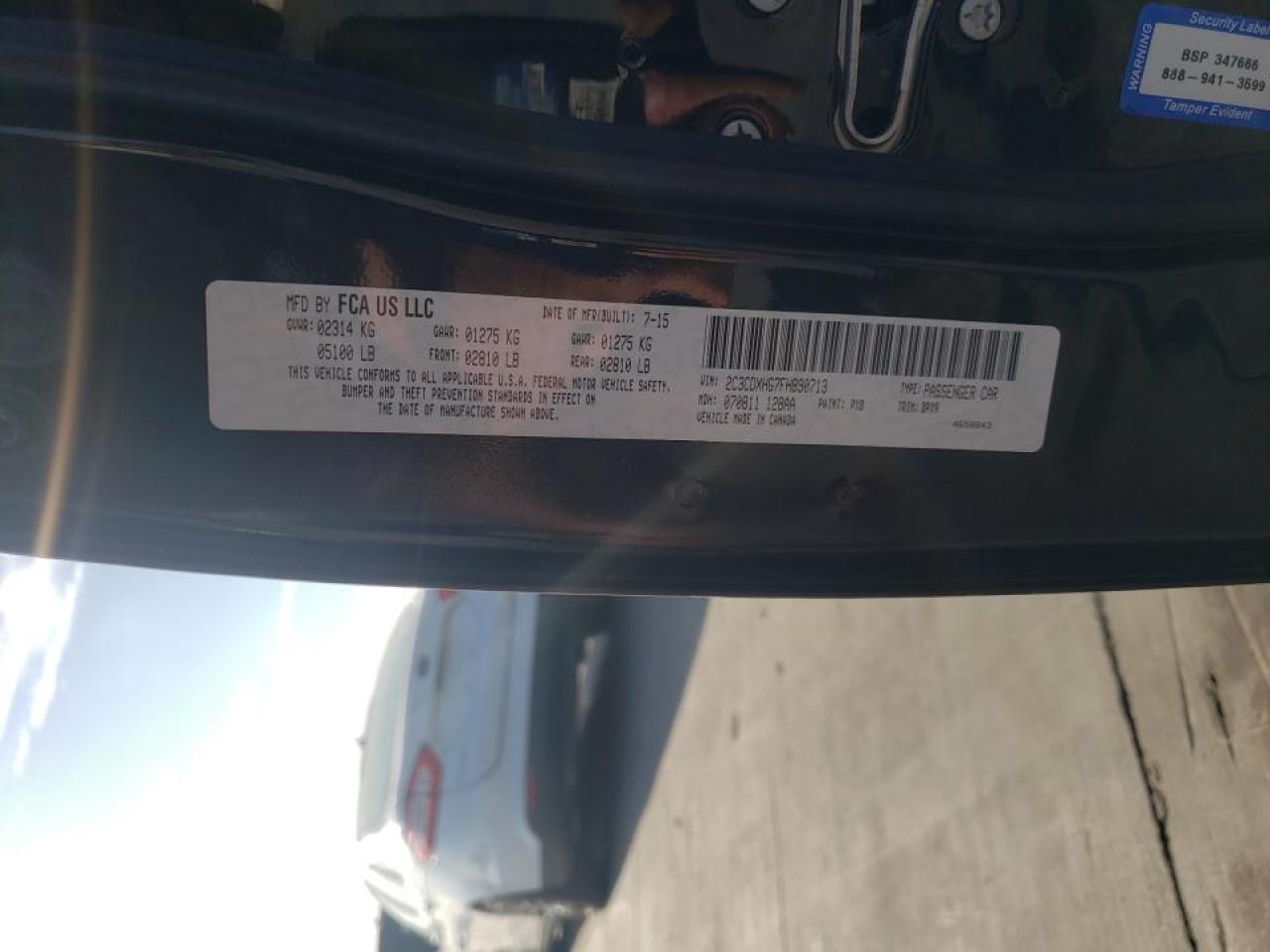 Photo 10 from auction – 2015 DODGE CHARGER with VIN 2C3CDXHG7FH890713