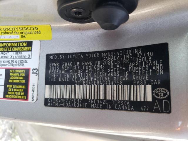 Photo 10 from auction – 2010 TOYOTA COROLLA with VIN 2T1BU4EE8AC444758