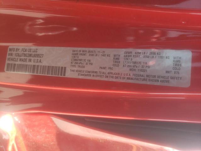 Photo 10 from auction – 2021 JEEP GLADIATOR with VIN 1C6JJTBG3ML609527