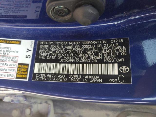 Photo 10 from auction – 2018 TOYOTA PRIUS with VIN JTDKARFU2J3550126