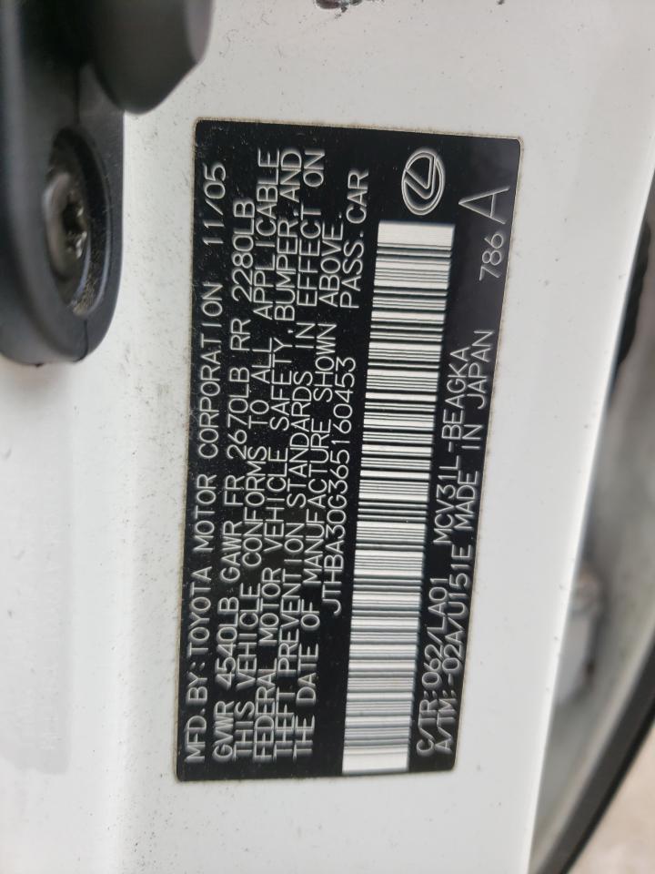 Photo 10 from auction – 2006 LEXUS ES 330 with VIN JTHBA30G365160453