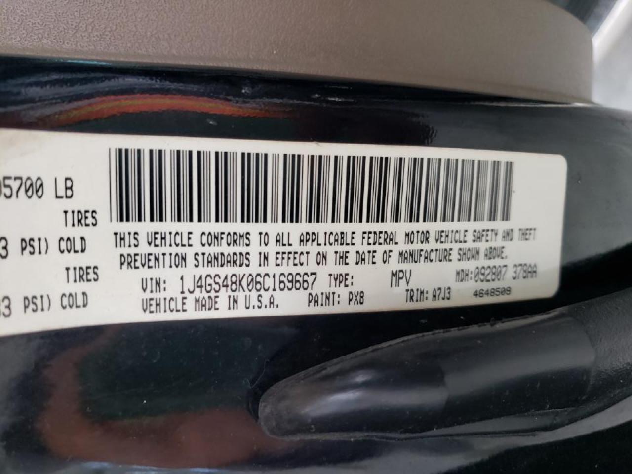 Photo 20 from auction – 2006 JEEP GRAND CHER with VIN 1J4GS48K06C169667