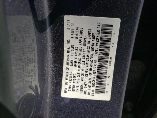 Photo 10 from auction – 2016 HONDA ACCORD EX with VIN 1HGCR2F76GA120376