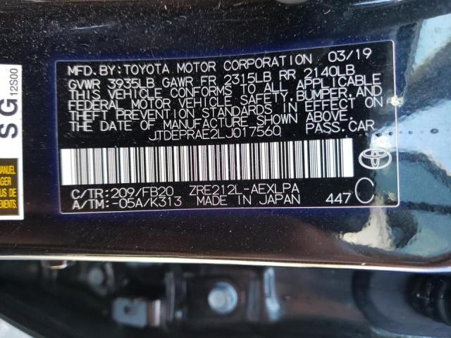 Photo 10 from auction – 2020 TOYOTA COROLLA LE with VIN JTDEPRAE2LJ017560