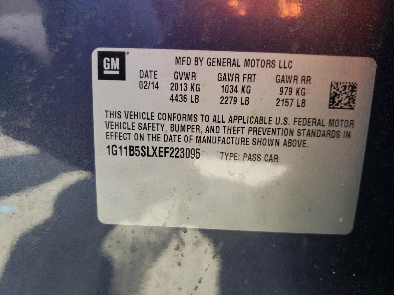 Photo 10 from auction – 2014 CHEVROLET MALIBU LS with VIN 1G11B5SLXEF223095