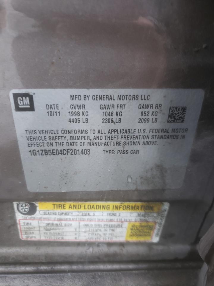 Photo 10 from auction – 2012 CHEVROLET MALIBU LS with VIN 1G1ZB5E04CF201403