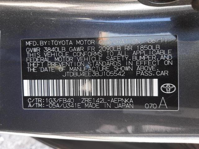 Photo 10 from auction – 2011 TOYOTA COROLLA BA with VIN JTDBU4EE3BJ105542