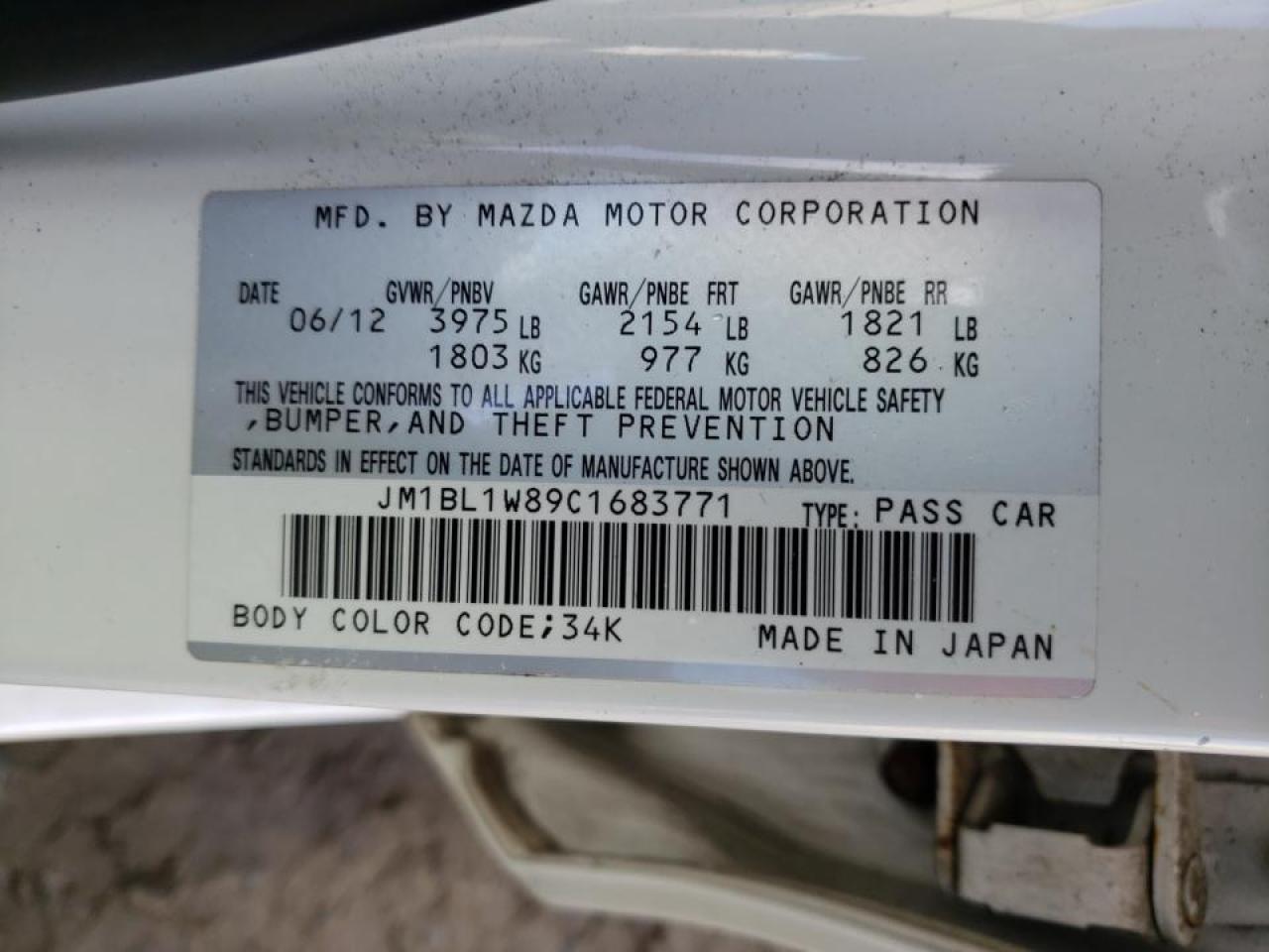 Foto 10 de la subasta – 2012 MAZDA 3 I con VIN JM1BL1W89C1683771