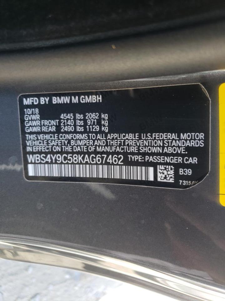 Photo 10 from auction – 2019 BMW M4 with VIN WBS4Y9C58KAG67462