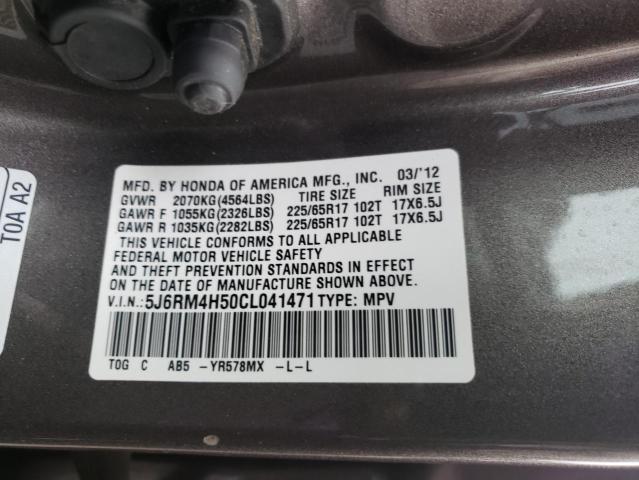 Photo 10 from auction – 2012 HONDA CR-V EX with VIN 5J6RM4H50CL041471