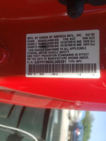 Photo 10 from auction – 2005 HONDA ELEMENT EX with VIN 5J6YH18605L006391