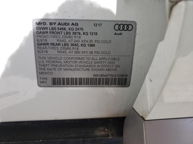 AUDI Q5 PREMIUM 2018 with VIN WA1BNAFY9J2103916 - Photo from auction