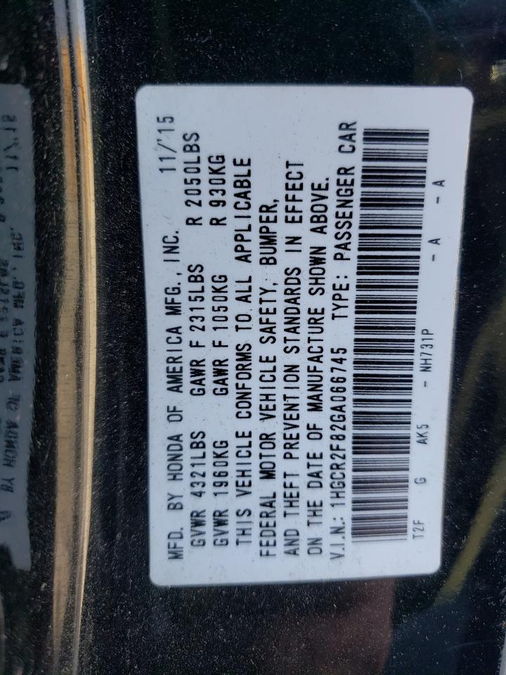 Photo 10 from auction – 2016 HONDA ACCORD with VIN 1HGCR2F82GA066745