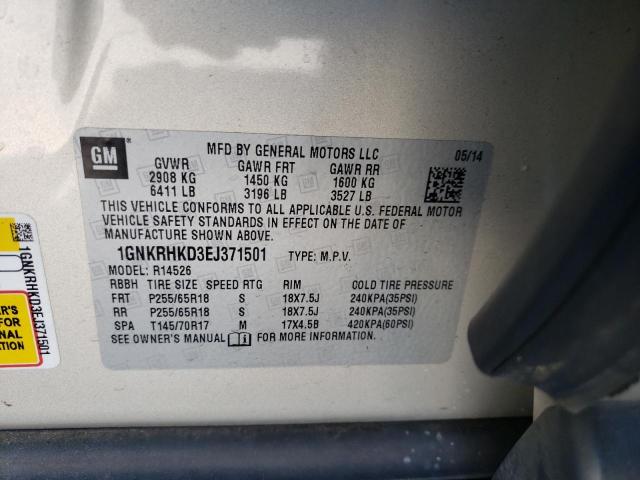 Photo 10 from auction – 2014 CHEVROLET TRAVERSE L with VIN 1GNKRHKD3EJ371501