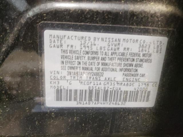 Photo 10 from auction – 2017 NISSAN SENTRA S with VIN 3N1AB7AP4HY248632