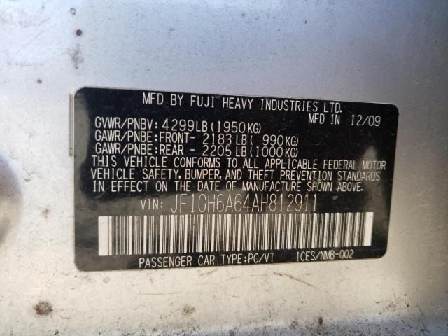 Photo 10 from auction – 2010 SUBARU IMPREZA 2. with VIN JF1GH6A64AH812911