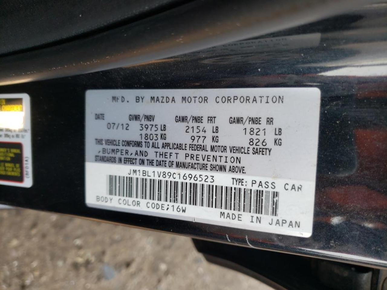 Photo 20 from auction – 2012 MAZDA 3 I with VIN JM1BL1V89C1696523
