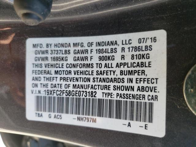 Photo 10 from auction – 2016 HONDA CIVIC LX with VIN 19XFC2F58GE073182