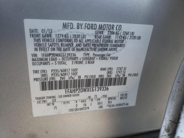Foto 10 de la subasta – 2012 FORD TAURUS SE con VIN 1FAHP2DWXCG139336