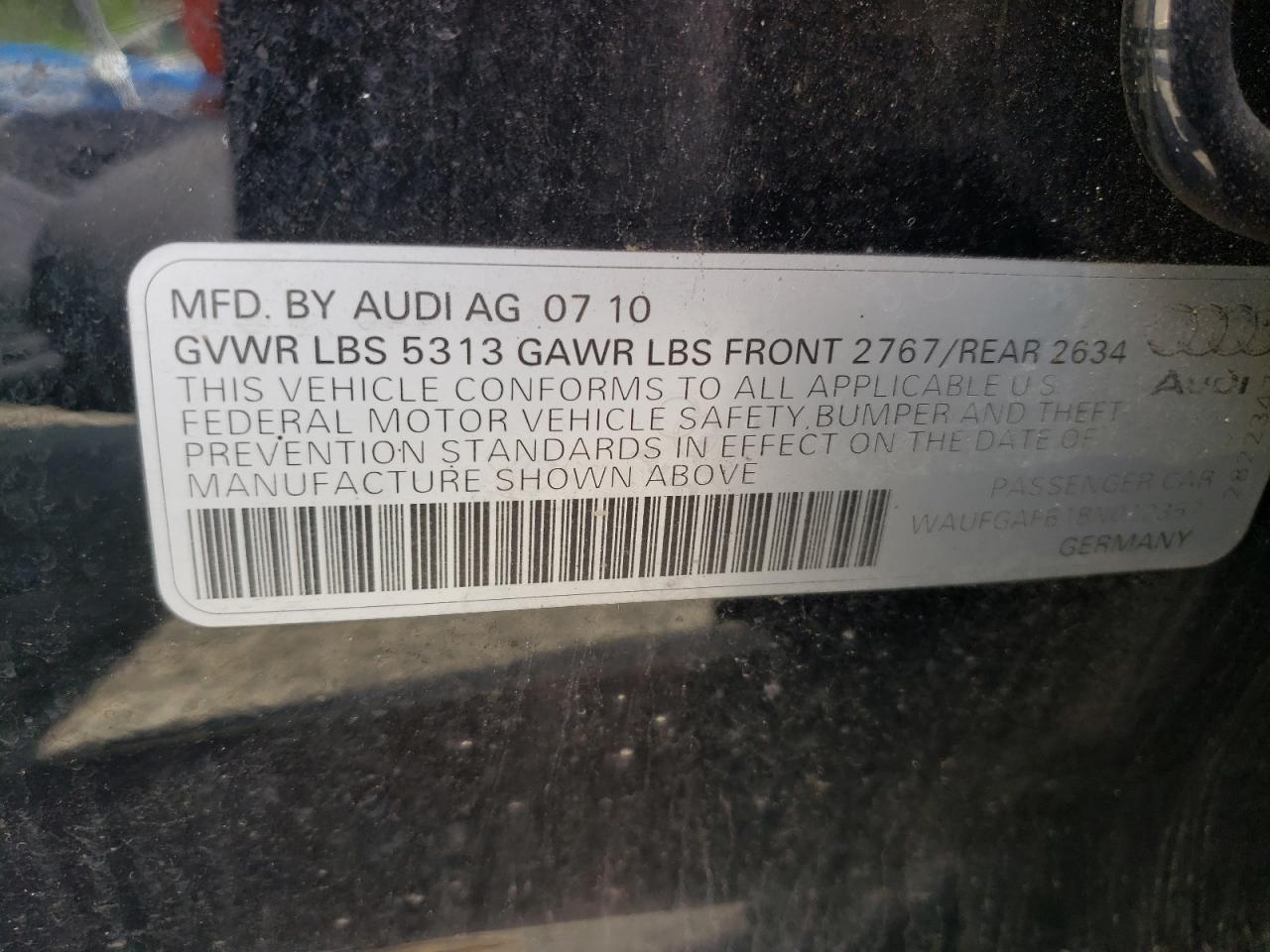 Photo 10 from auction – 2011 AUDI A6 PREMIUM with VIN WAUFGAFB1BN012357