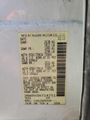 Photo 10 from auction – 2014 NISSAN FRONTIER S with VIN 1N6AD0EV2EN714751