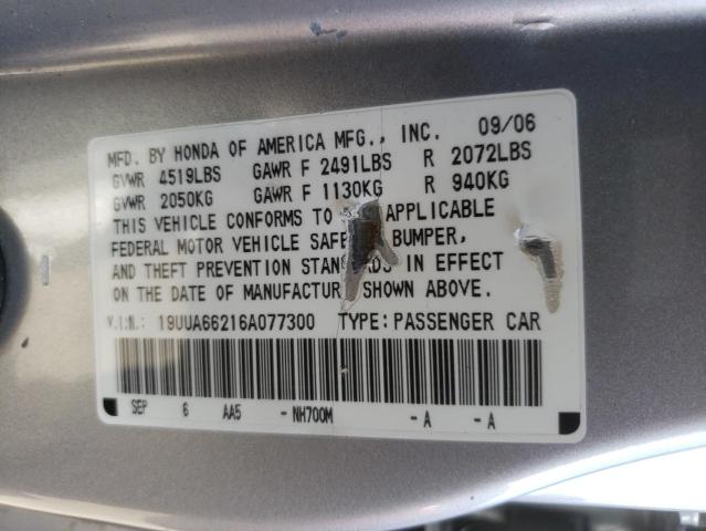 Photo 10 from auction – 2006 ACURA 3.2TL with VIN 19UUA66216A077300