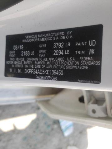 Photo 10 from auction – 2019 KIA FORTE FE with VIN 3KPF24AD5KE109450